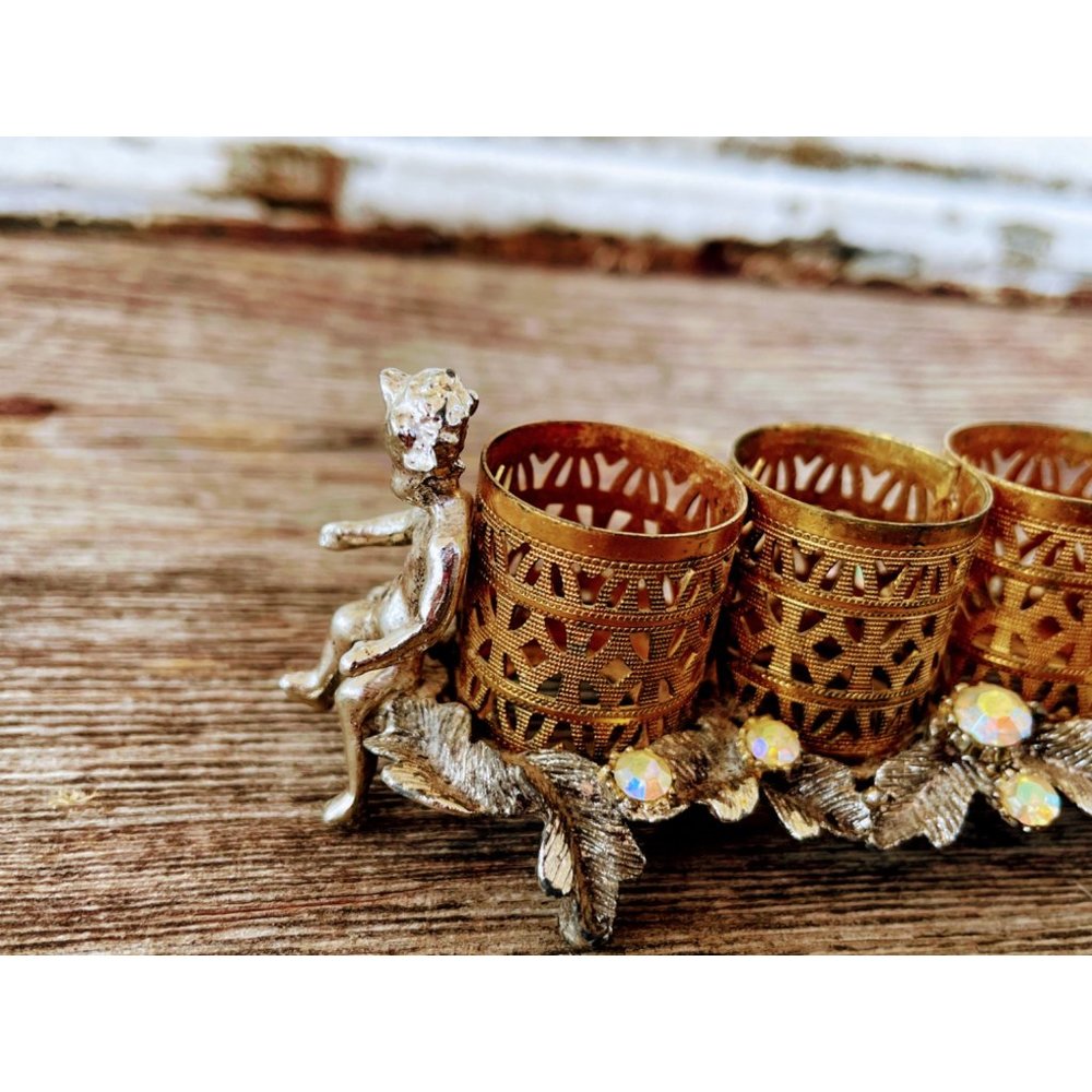 Vintage Cherub Lipstick Holder With Rhinestones - Picture 10 of 12